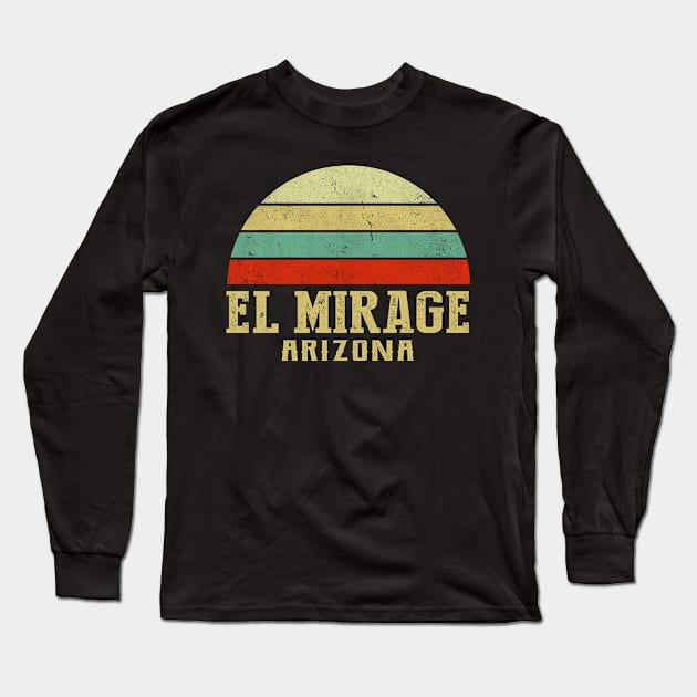 El Mirage Arizona Vintage Retro Sunset Long Sleeve T-Shirt by Curry G